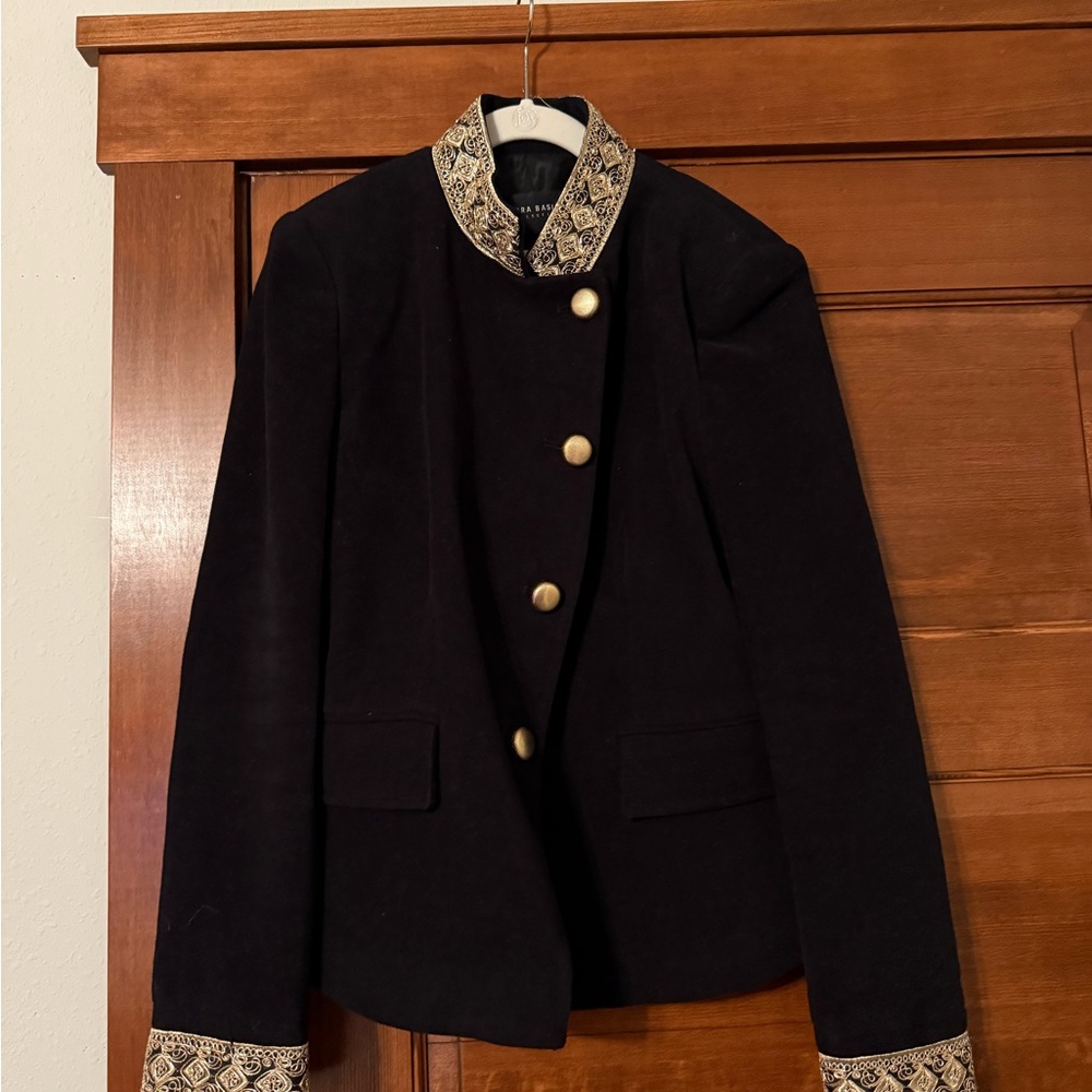 Zara Black Blazer with Gold Details